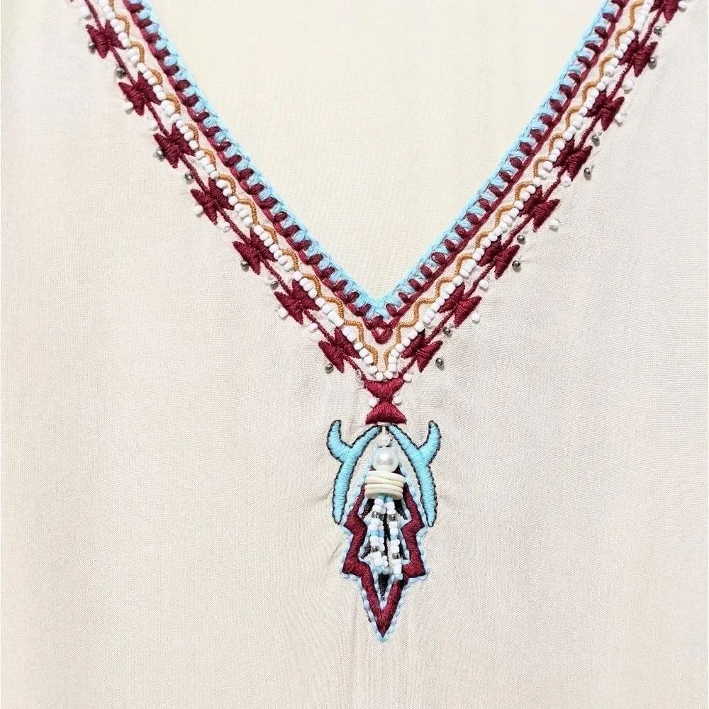R CINCO RANCH Embroidered Beaded Tunic Top S - Picture 2 of 8